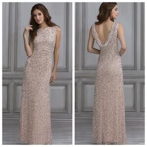 Adrianna Papell Long Sequin Light Pink Maxi Dress Gown 4